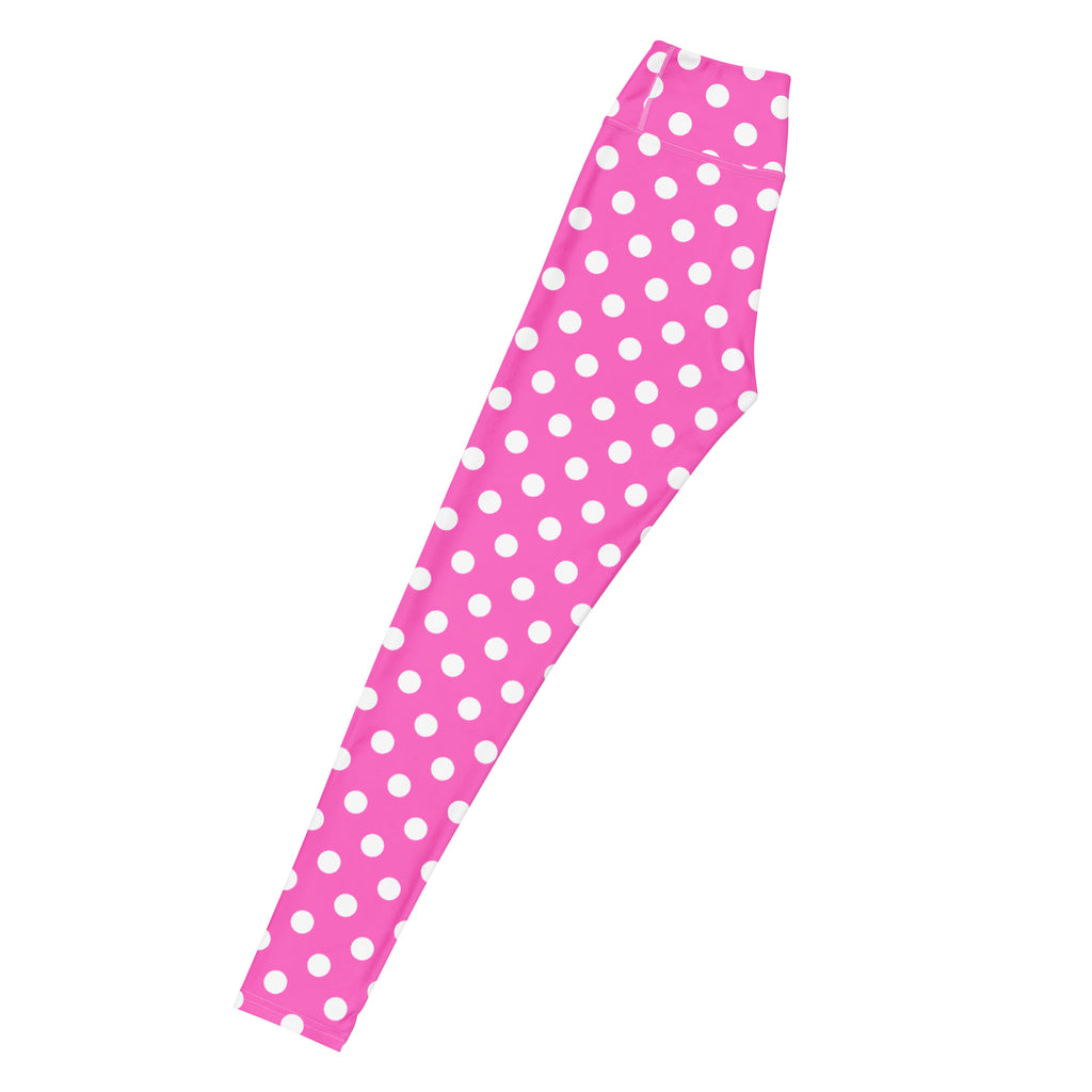 Women's Hot Pink Polka Dot Buttery Soft Yoga Leggings - Quick Drying, High Waisted Comfort