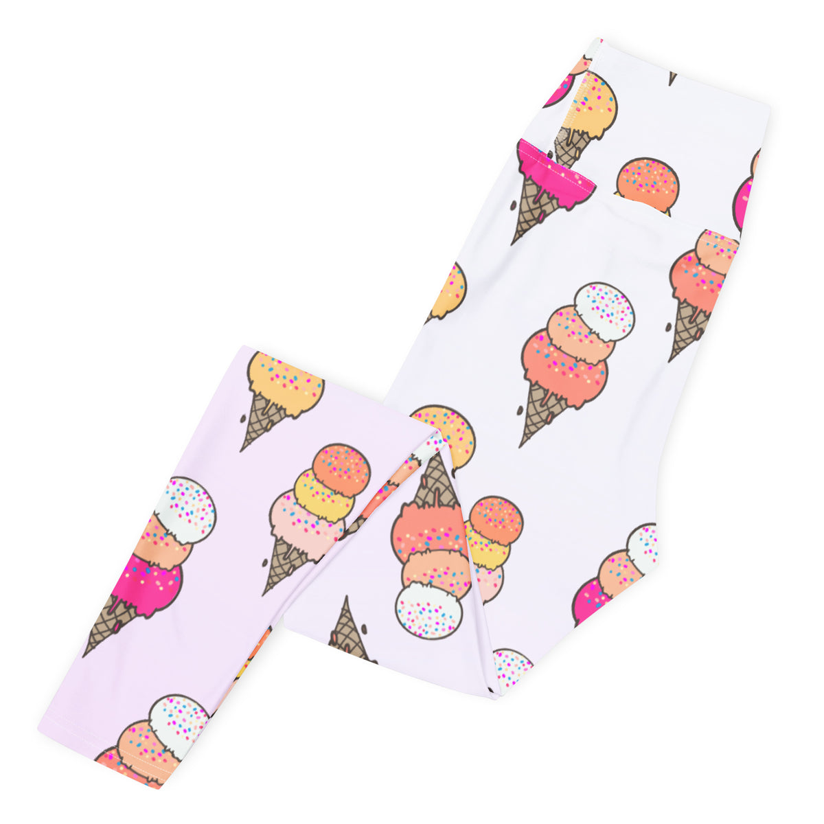 Women's Ice Cream Cone Buttery Soft Yoga Leggings - Quick Drying, High Waisted Comfort