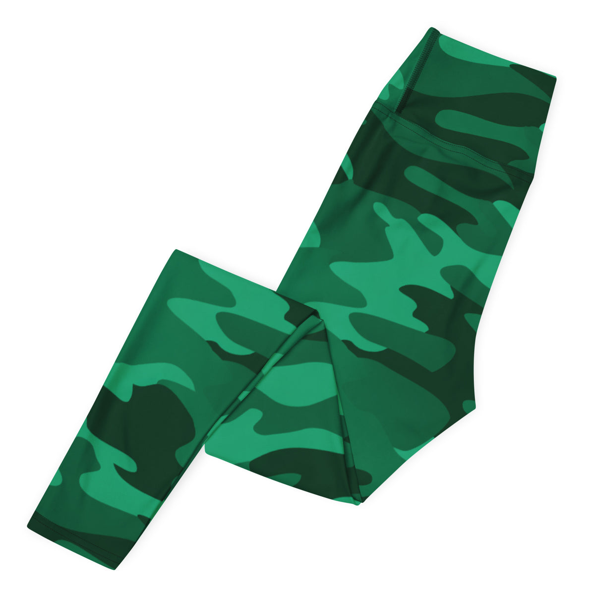 Women's Green Camouflage Buttery Soft Yoga Leggings - Quick Drying, High Waisted Comfort