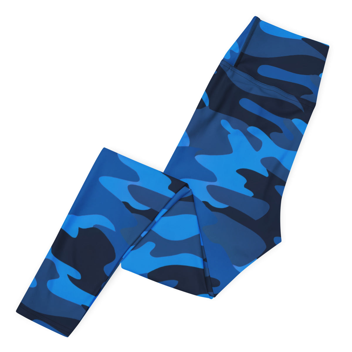 Women's Blue Camouflage Buttery Soft Yoga Leggings - Quick Drying, High Waisted Comfort