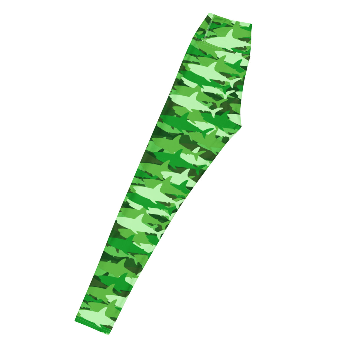 Women's Green Shark Camouflage Buttery Soft Yoga Leggings - Quick Drying, High Waisted Comfort