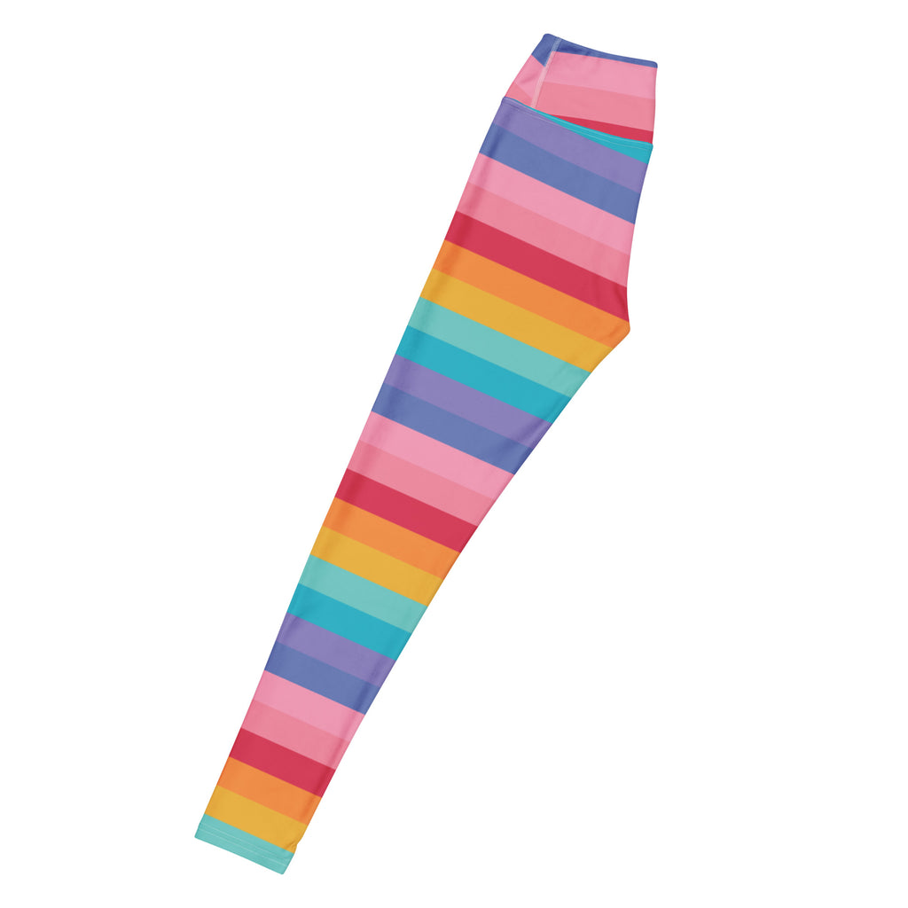 Women's Bright Striped Rainbow Buttery Soft Yoga Leggings - Quick Drying, High Waisted Comfort