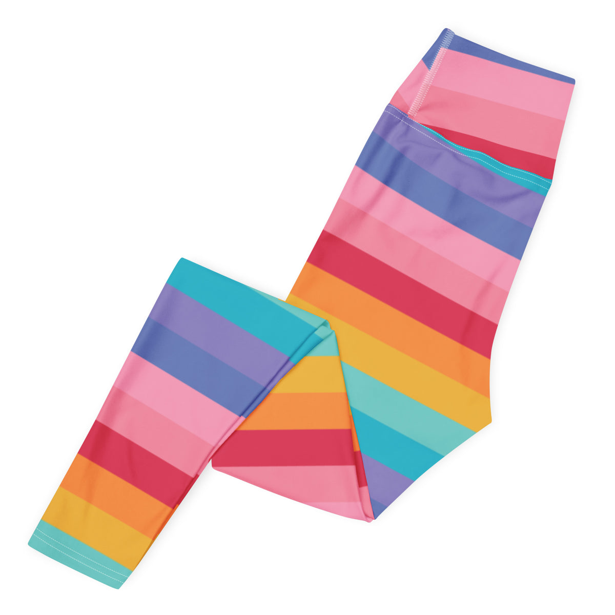 Women's Bright Striped Rainbow Buttery Soft Yoga Leggings - Quick Drying, High Waisted Comfort