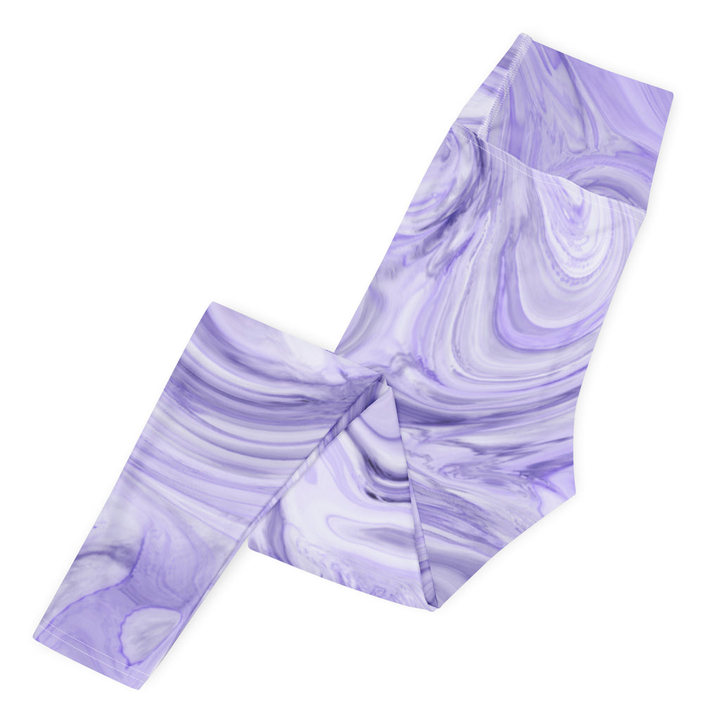 Women's Purple Marble Buttery Soft Yoga Leggings - Quick Drying, High Waisted Comfort