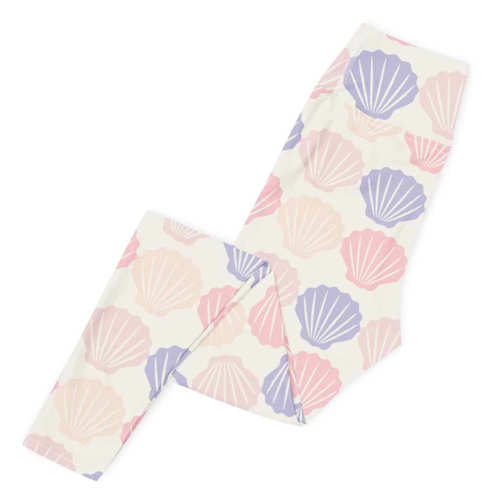 Women's Pastel Seashell Buttery Soft Yoga Leggings - Quick Drying, High Waisted Comfort