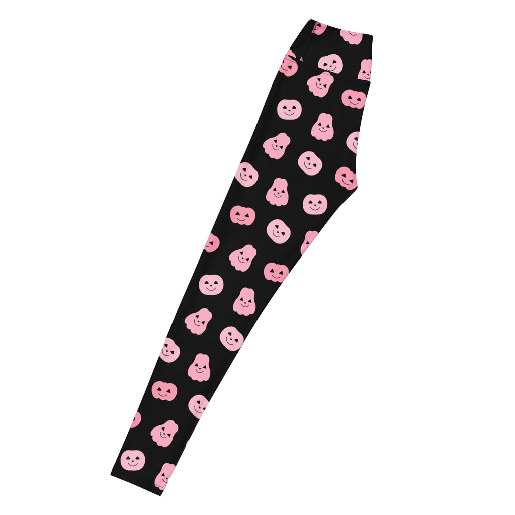 Women's Pink Pumpkin Halloween Buttery Soft Yoga Leggings - Quick Drying, High Waisted Comfort