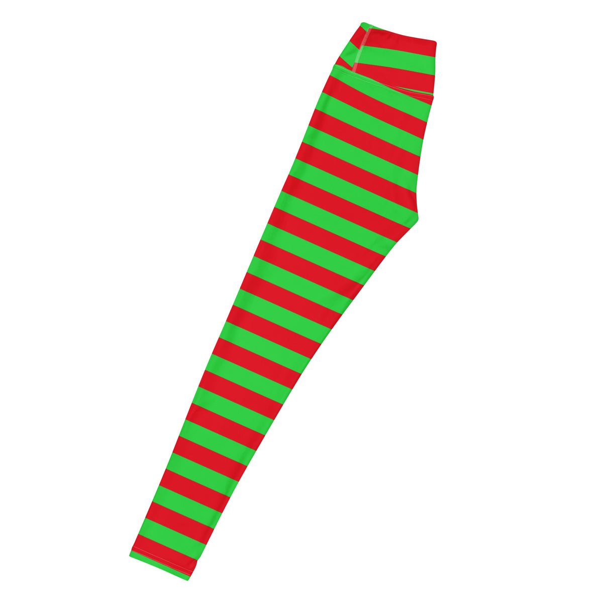 Women's Red & Green Striped Christmas Buttery Soft Yoga Leggings - Quick Drying, High Waisted Comfort