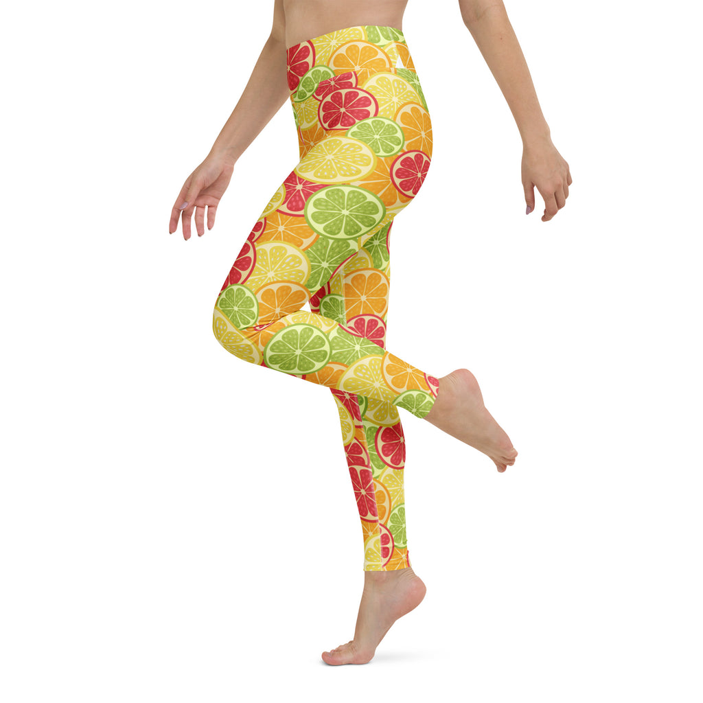 Women's Citrus Fruit Buttery Soft Yoga Leggings - Quick Drying, High Waisted Comfort