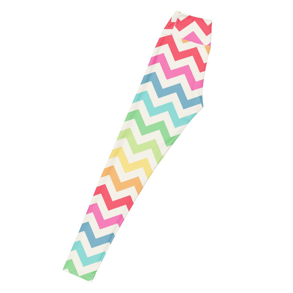 Women's Rainbow Chevron Buttery Soft Yoga Leggings - Quick Drying, High Waisted Comfort