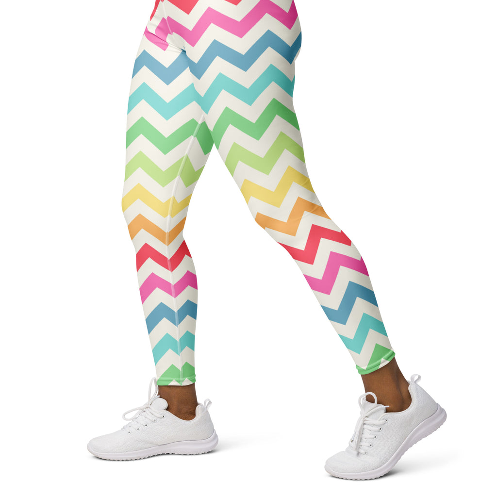 Women's Rainbow Chevron Buttery Soft Yoga Leggings - Quick Drying, High Waisted Comfort