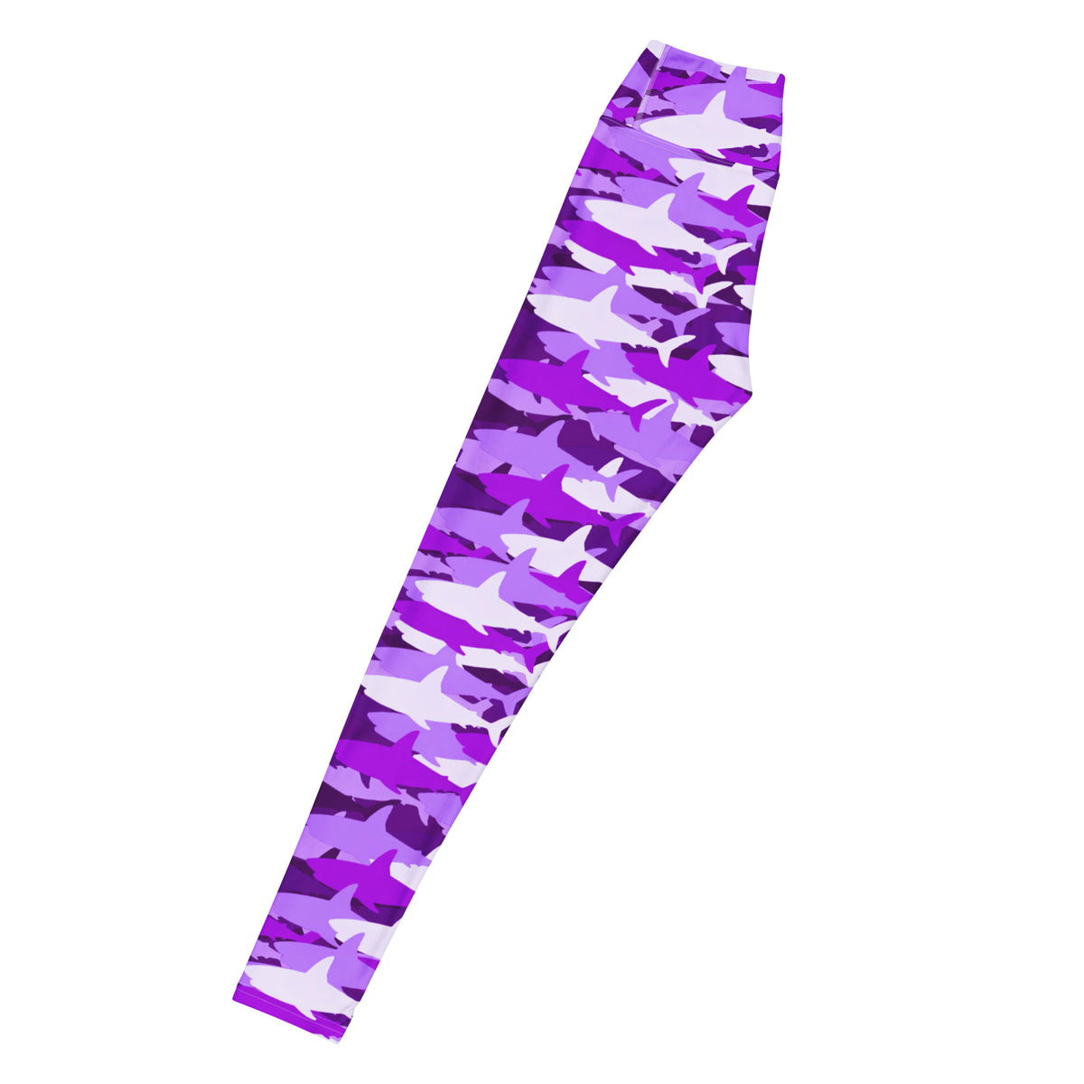 Women's Purple Shark Camouflage Buttery Soft Yoga Leggings - Quick Drying, High Waisted Comfort