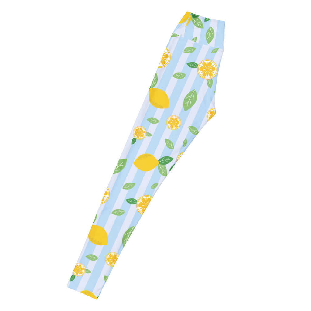 Women's Lemon Stripe Buttery Soft Yoga Leggings - Quick Drying, High Waisted Comfort