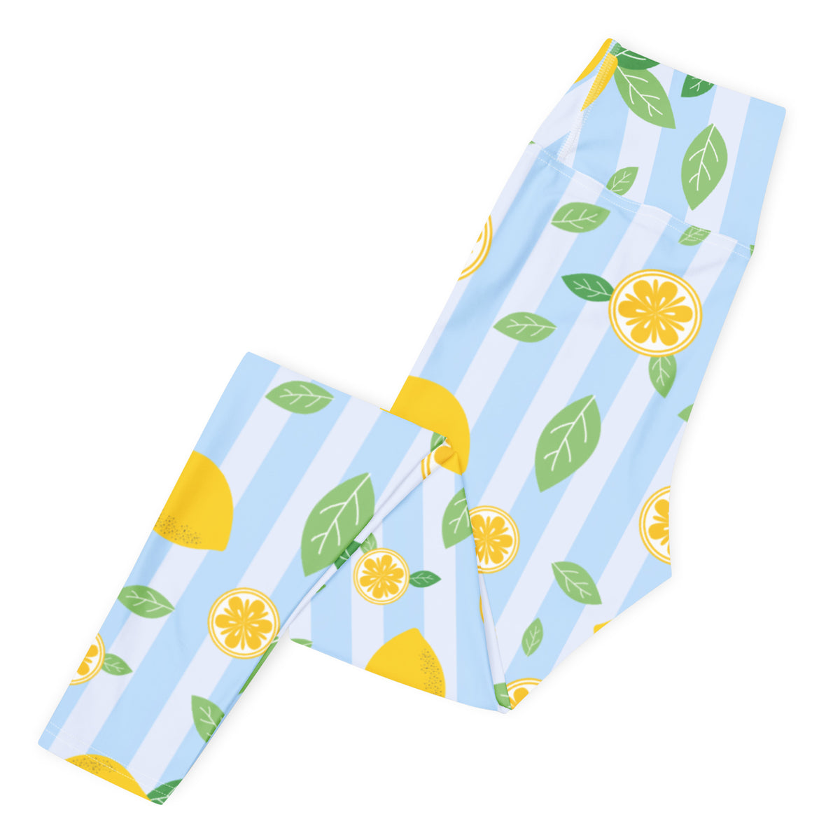 Women's Lemon Stripe Buttery Soft Yoga Leggings - Quick Drying, High Waisted Comfort