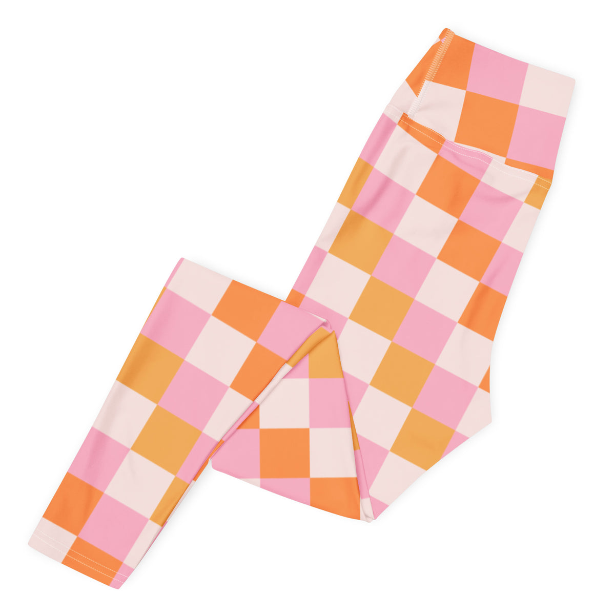 Women's Sunset Checkerboard Buttery Soft Yoga Leggings - Quick Drying, High Waisted Comfort