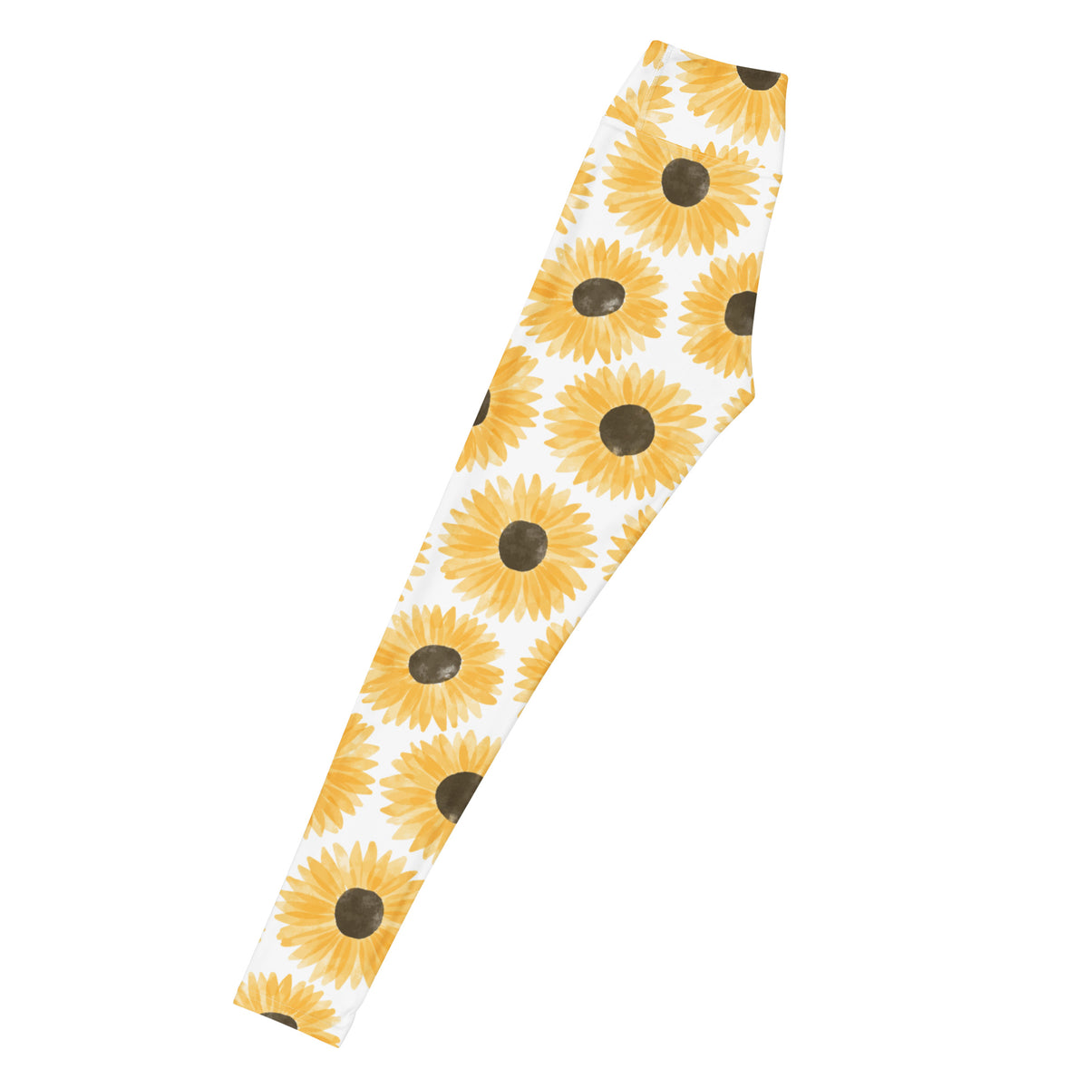 Women's Watercolor Sunflower Buttery Soft Yoga Leggings - Quick Drying, High Waisted Comfort