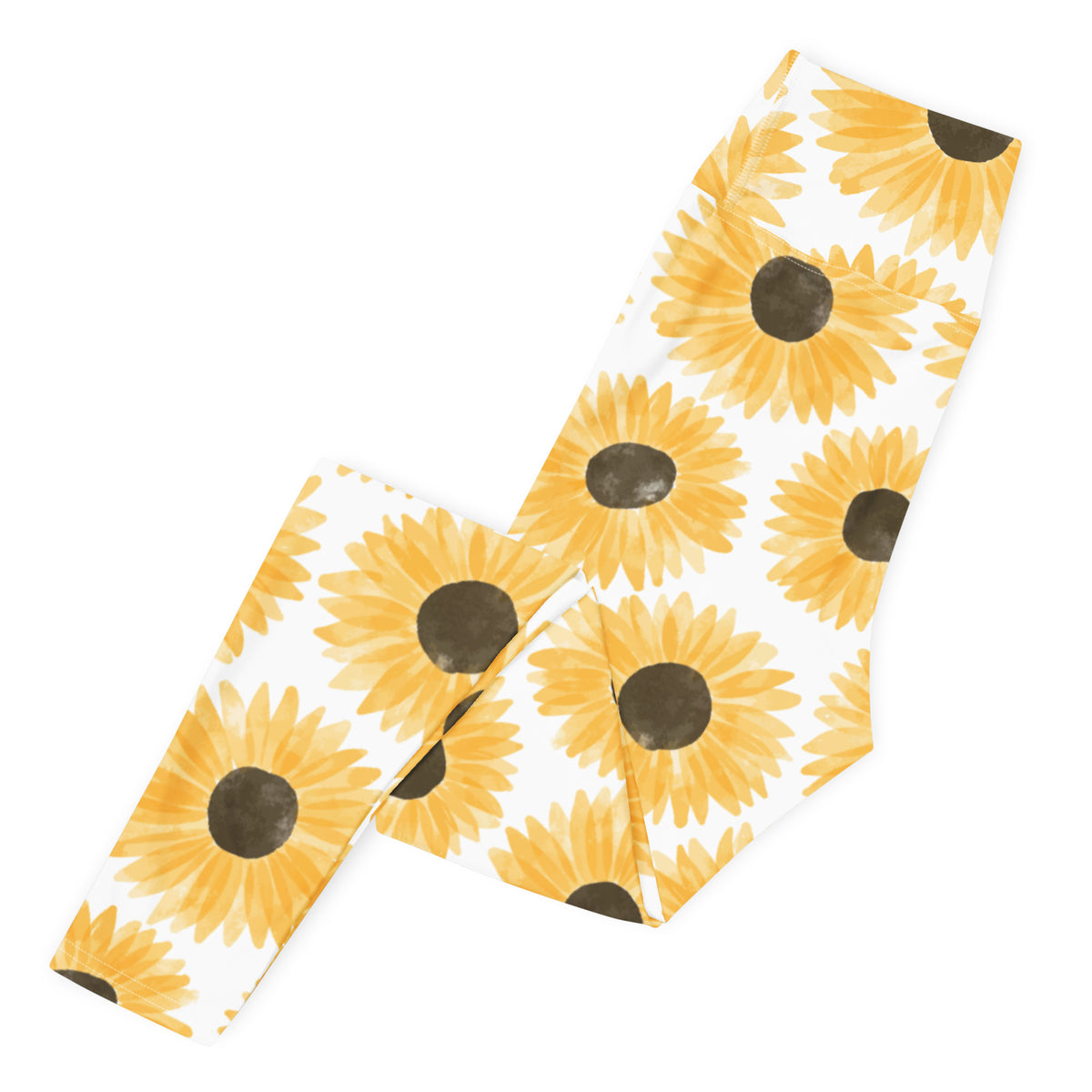 Women's Watercolor Sunflower Buttery Soft Yoga Leggings - Quick Drying, High Waisted Comfort
