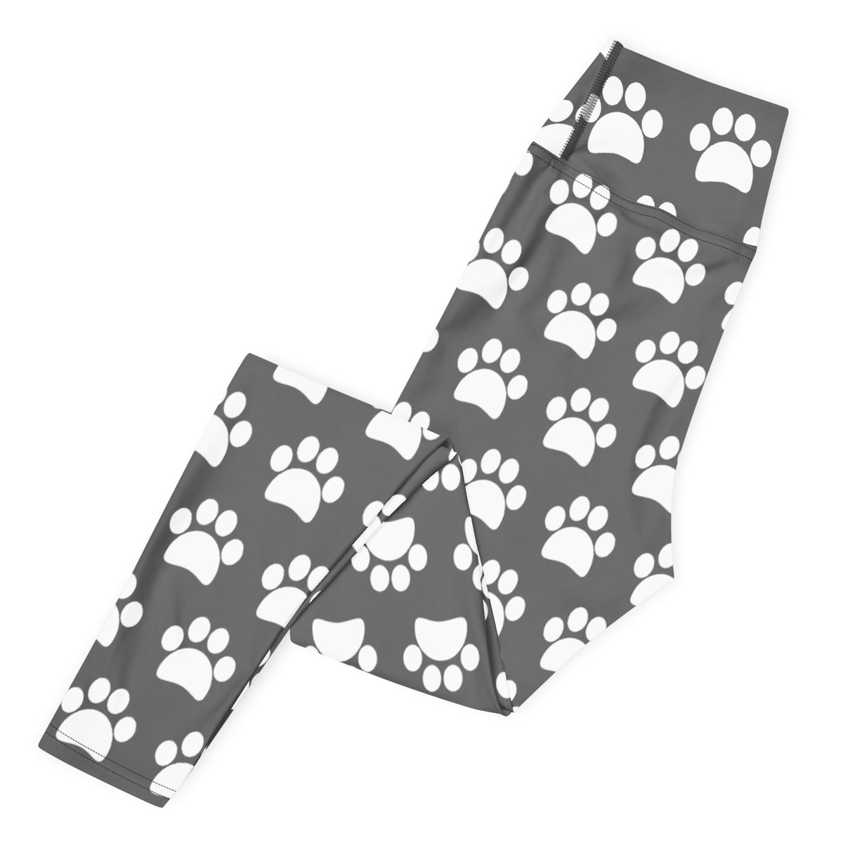 Women's Gray Paw Print Buttery Soft Yoga Leggings - Quick Drying, High Waisted Comfort
