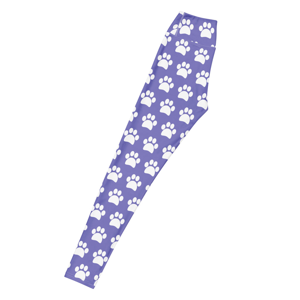 Women's Purple Paw Print Buttery Soft Yoga Leggings - Quick Drying, High Waisted Comfort