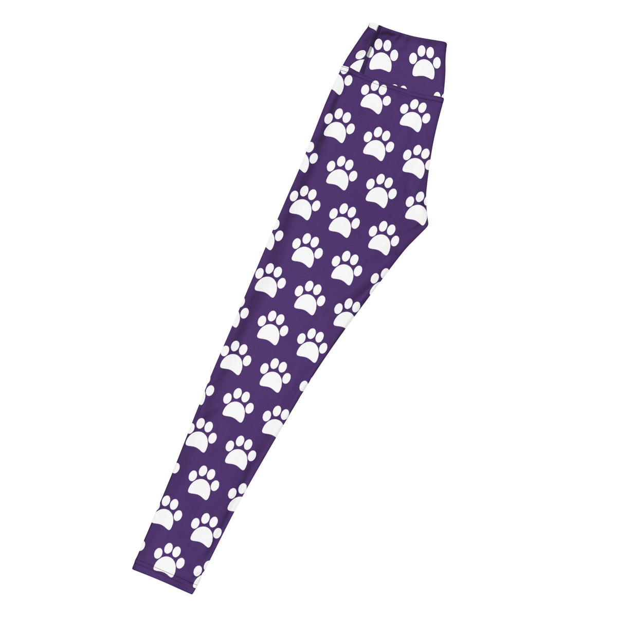 Women's Dark Purple Paw Print Buttery Soft Yoga Leggings - Quick Drying, High Waisted Comfort