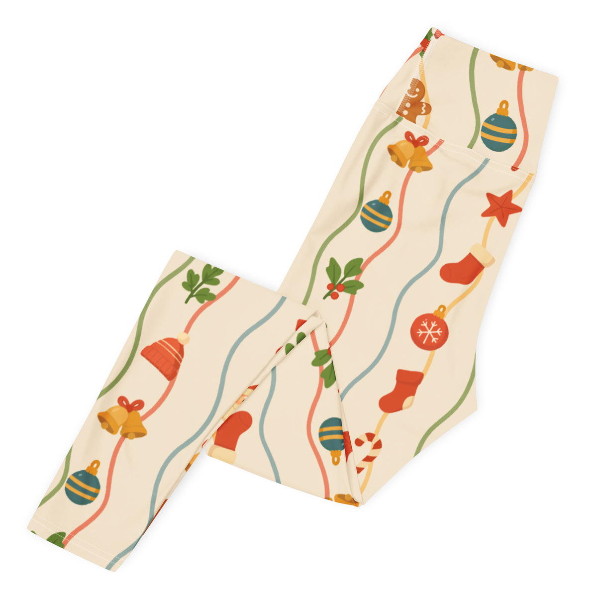 Women's Wavy Christmas Buttery Soft Yoga Leggings - Quick Drying, High Waisted Comfort