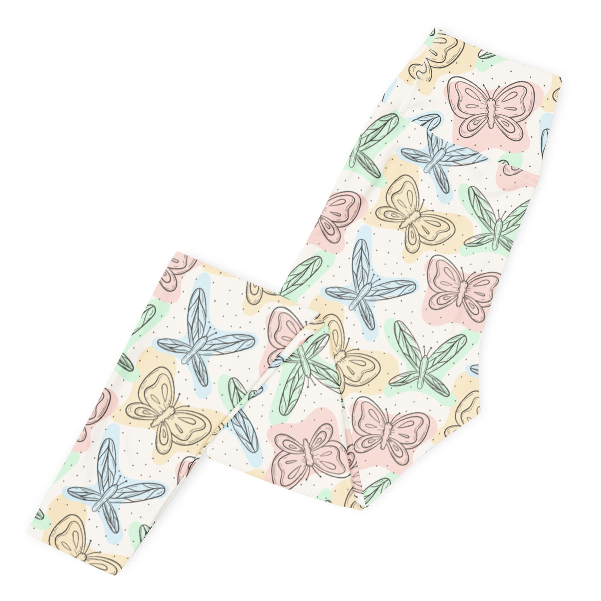 Women's Pastel Butterflies & Dragonflies Buttery Soft Yoga Leggings - Quick Drying, High Waisted Comfort