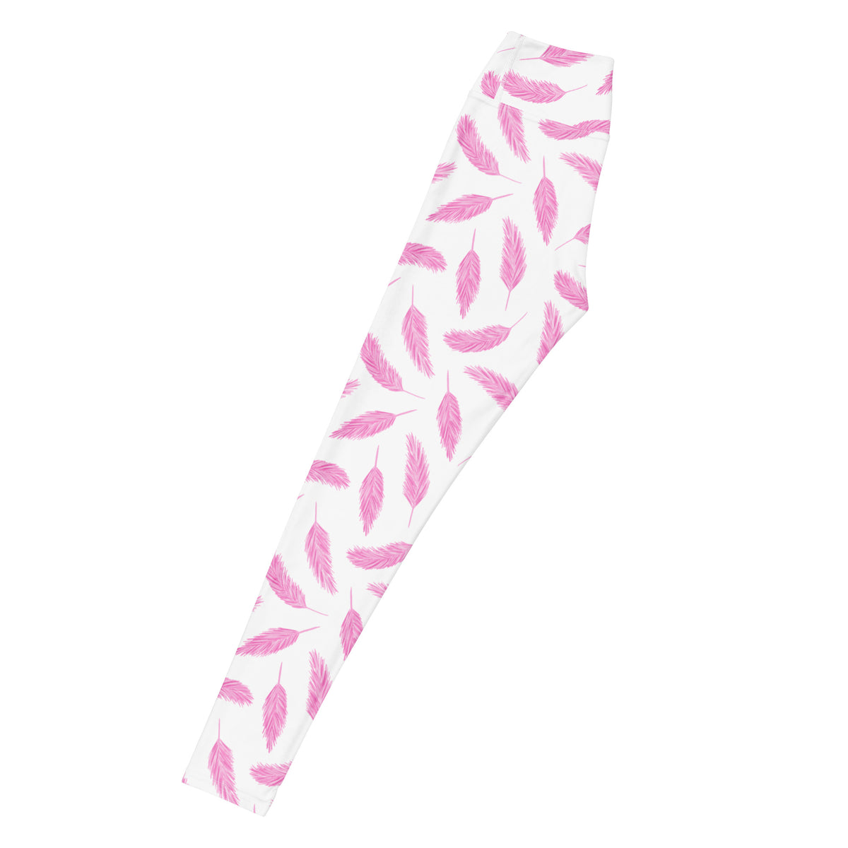 Women's Pink Flamingo Feathers Buttery Soft Yoga Leggings - Quick Drying, High Waisted Comfort