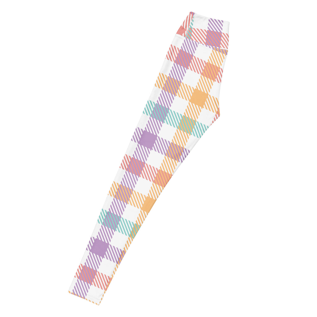 Women's Colorful Pastel Plaid Buttery Soft Yoga Leggings - Quick Drying, High Waisted Comfort