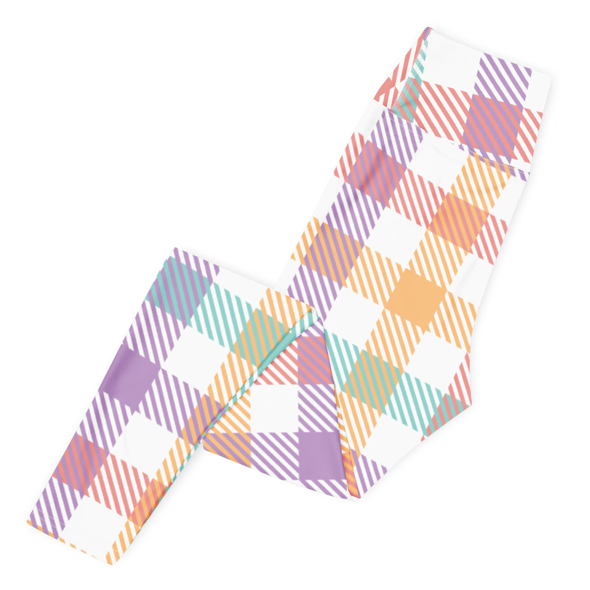 Women's Colorful Pastel Plaid Buttery Soft Yoga Leggings - Quick Drying, High Waisted Comfort