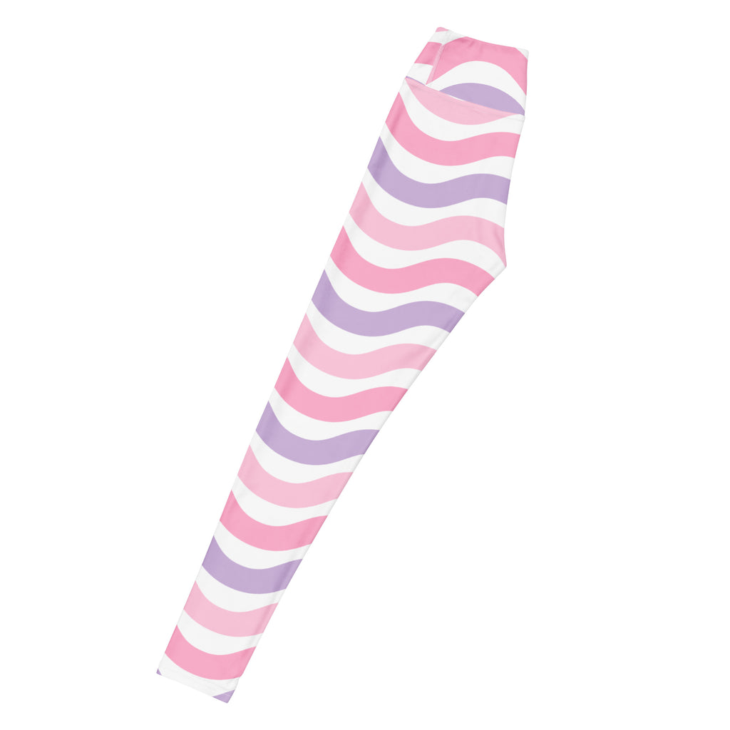 Women's Pink Purple Wavy Stripe Buttery Soft Yoga Leggings - Quick Drying, High Waisted Comfort