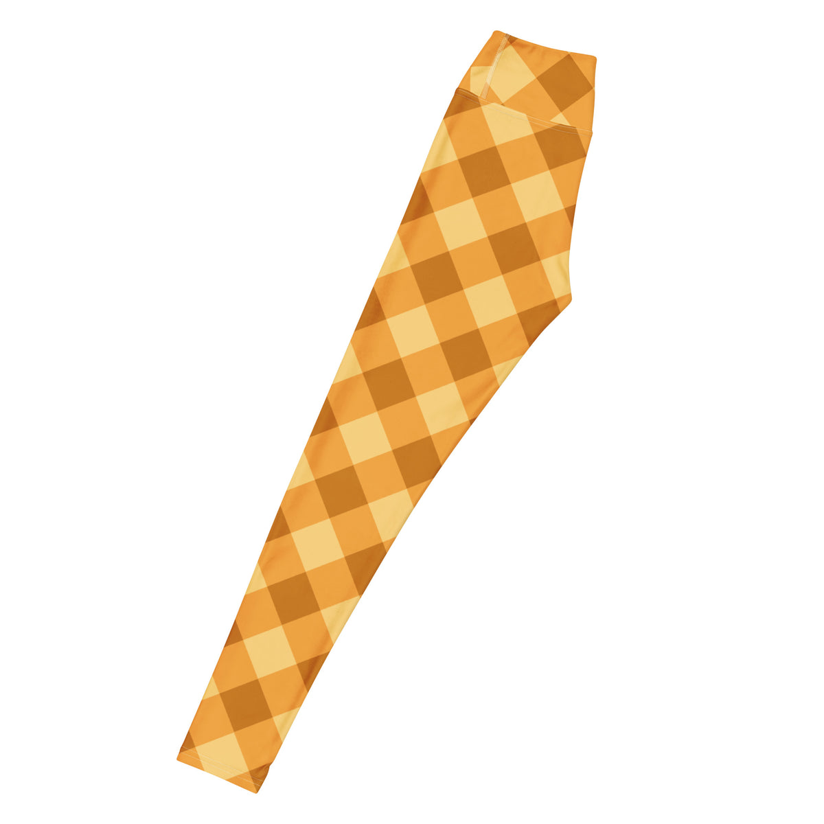 Women's Orange Plaid Buttery Soft Yoga Leggings - Quick Drying, High Waisted Comfort