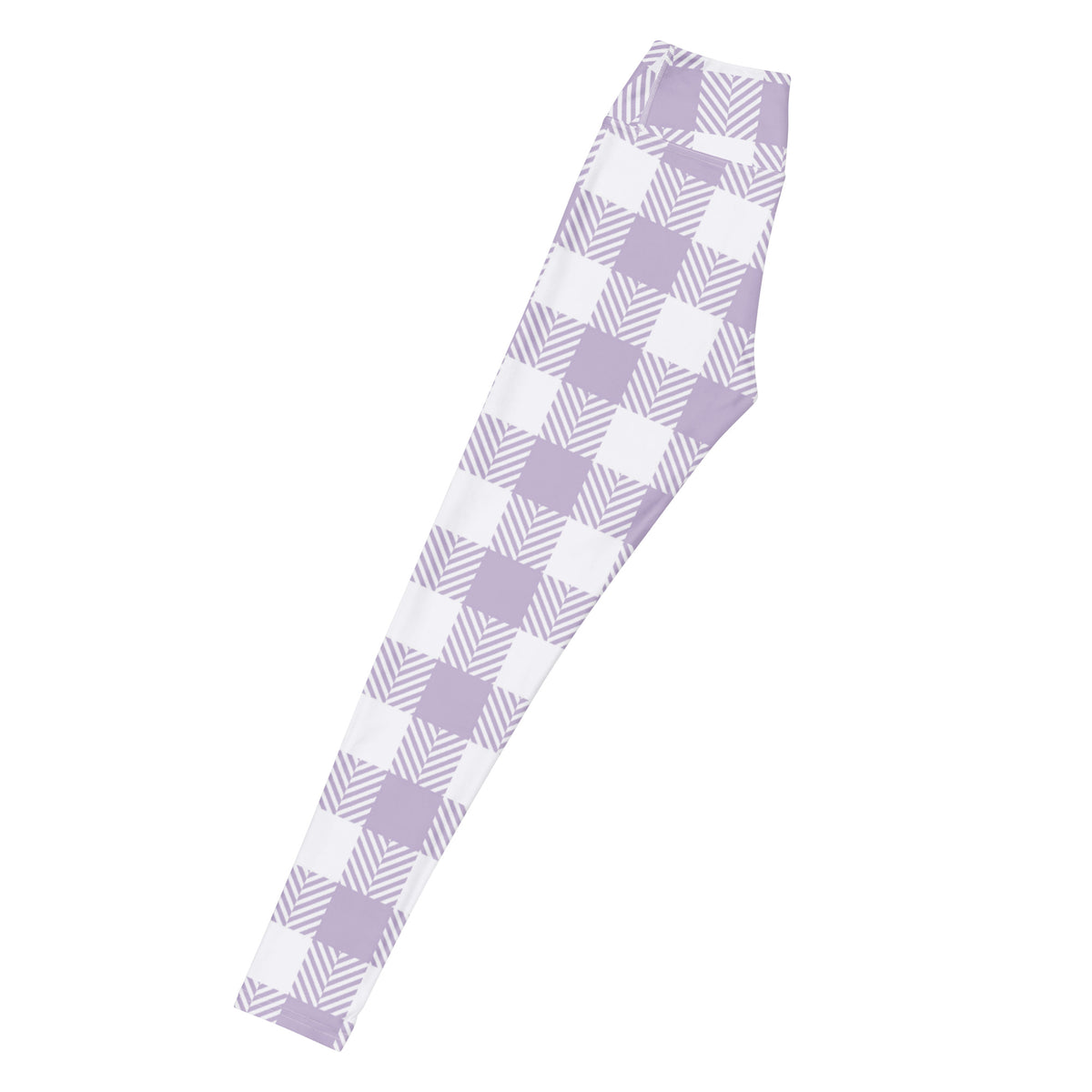 Women's Lavender Purple Plaid Buttery Soft Yoga Leggings - Quick Drying, High Waisted Comfort