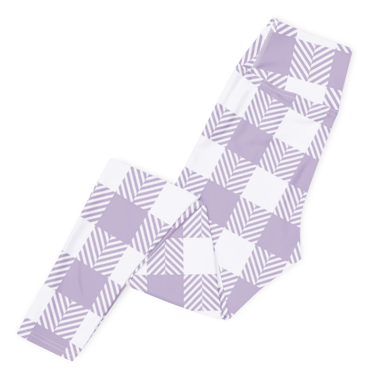 Women's Lavender Purple Plaid Buttery Soft Yoga Leggings - Quick Drying, High Waisted Comfort