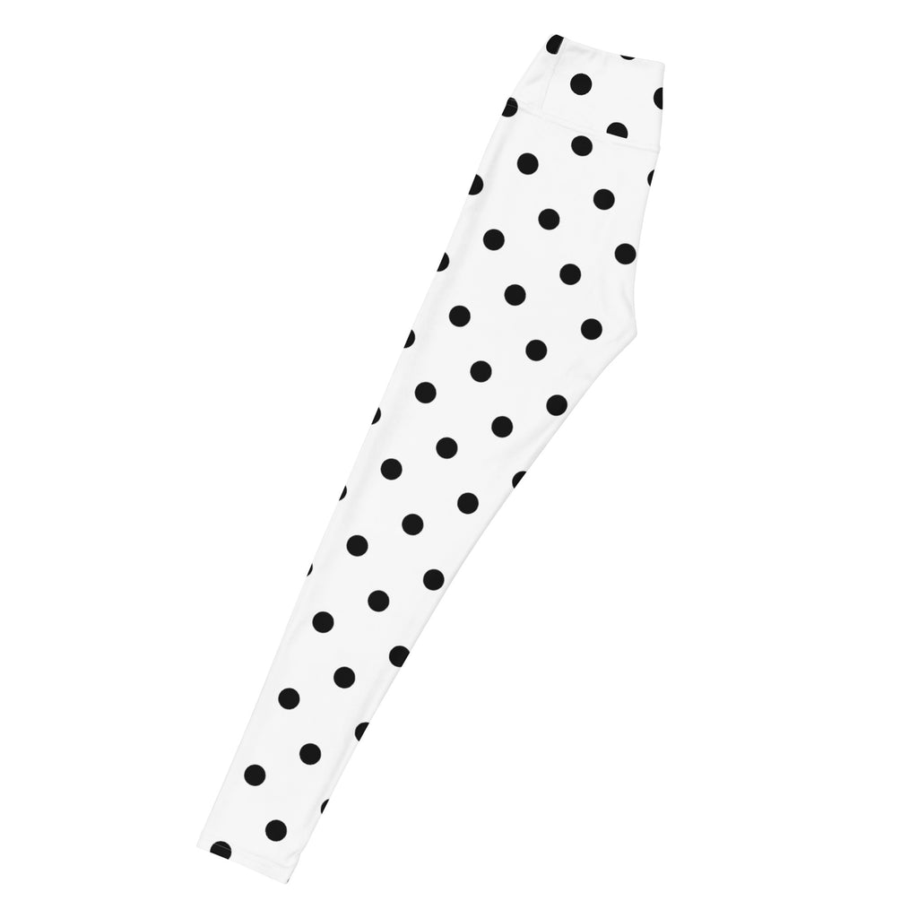 Women's White Polka Dot Buttery Soft Yoga Leggings - Quick Drying, High Waisted Comfort