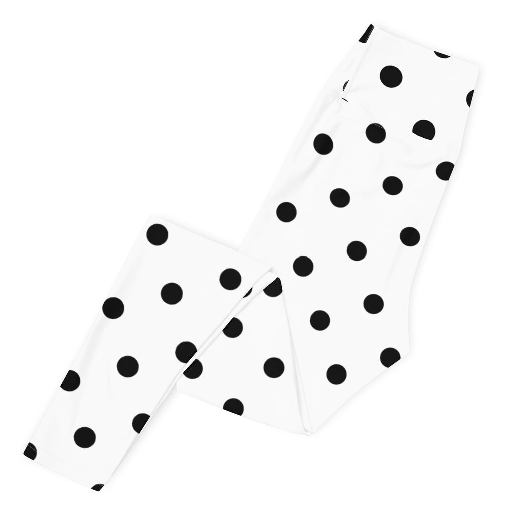 Women's White Polka Dot Buttery Soft Yoga Leggings - Quick Drying, High Waisted Comfort