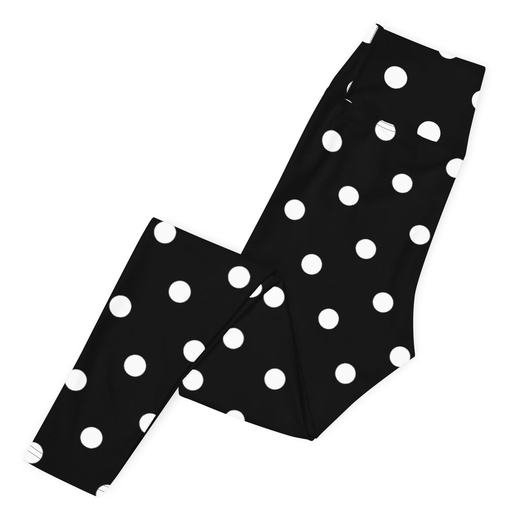 Women's Black Polka Dot Buttery Soft Yoga Leggings - Quick Drying, High Waisted Comfort