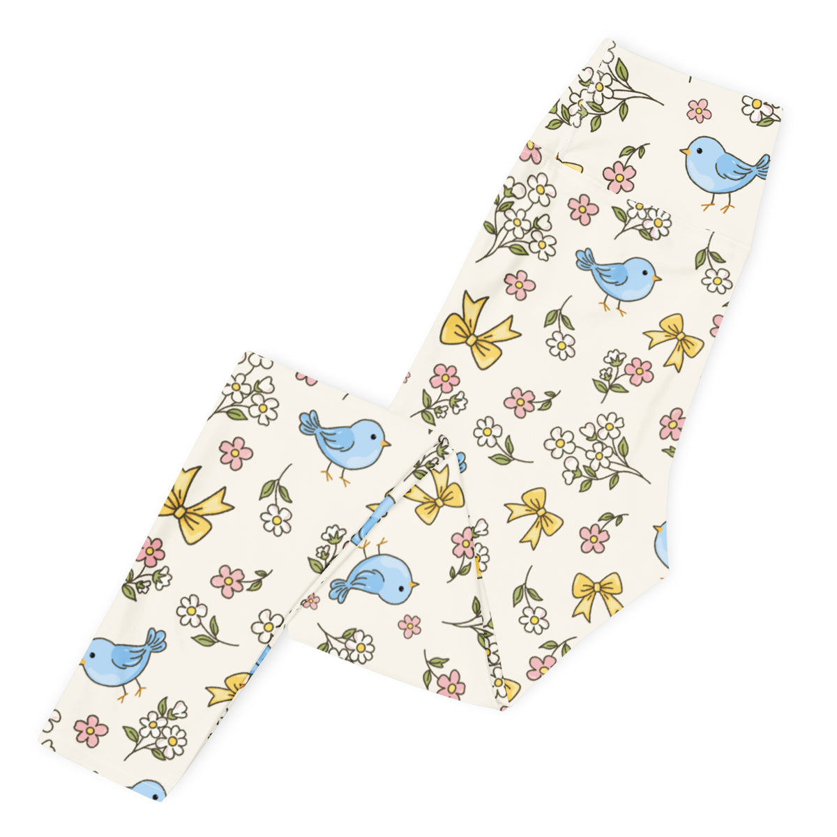 Women's Floral Blue Bird Buttery Soft Yoga Leggings - Quick Drying, High Waisted Comfort