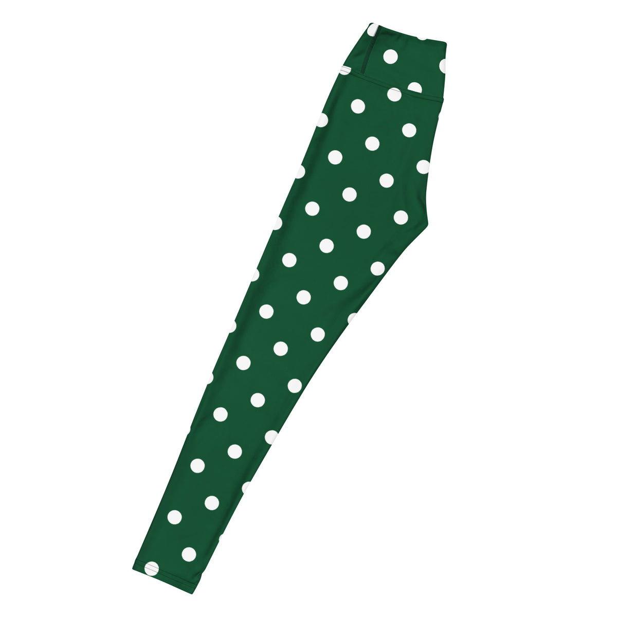 Women's Forest Green Polka Dot Buttery Soft Yoga Leggings - Quick Drying, High Waisted Comfort