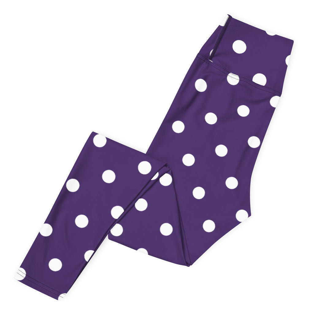 Women's Dark Purple Polka Dot Buttery Soft Yoga Leggings - Quick Drying, High Waisted Comfort