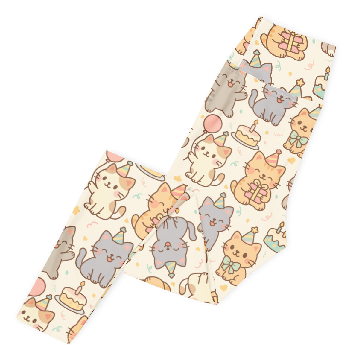 Women's Kitten Birthday Buttery Soft Yoga Leggings - Quick Drying, High Waisted Comfort