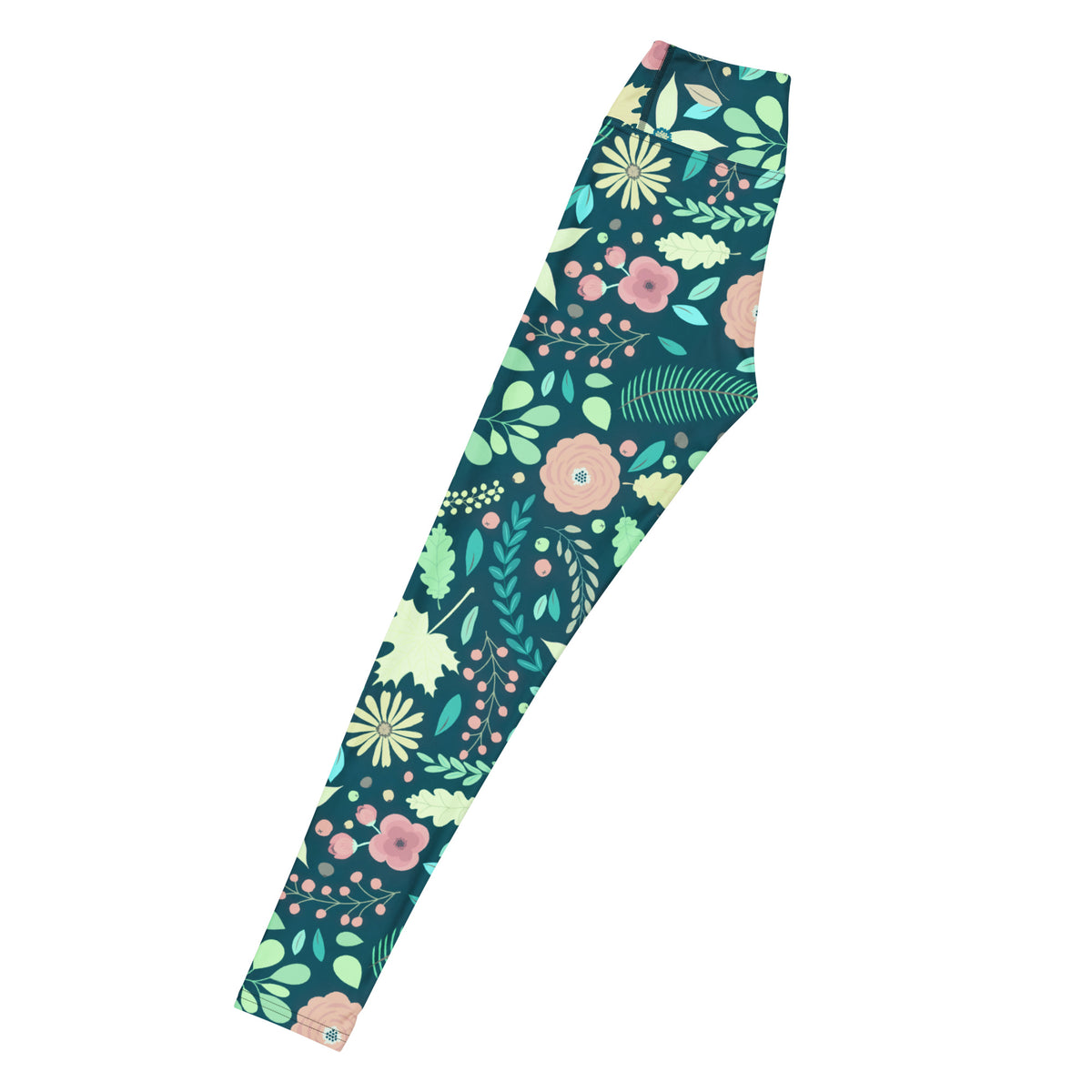 Women's Dark Green Floral Buttery Soft Yoga Leggings - Quick Drying, High Waisted Comfort