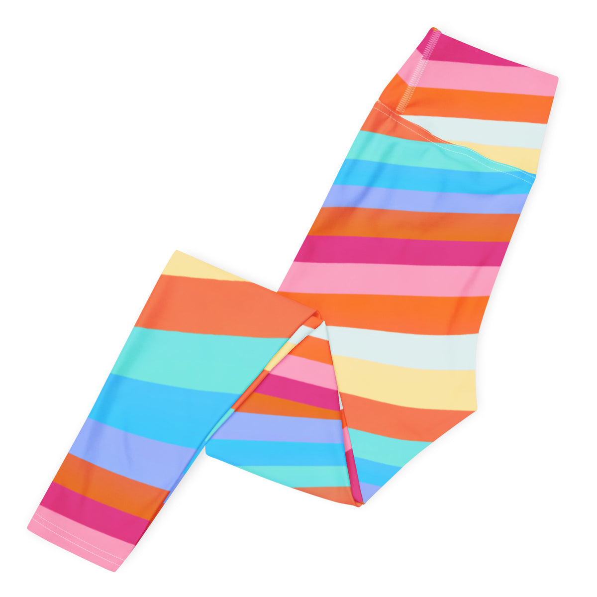 Women's Sand Rainbow Stripe Buttery Soft Yoga Leggings - Quick Drying, High Waisted Comfort