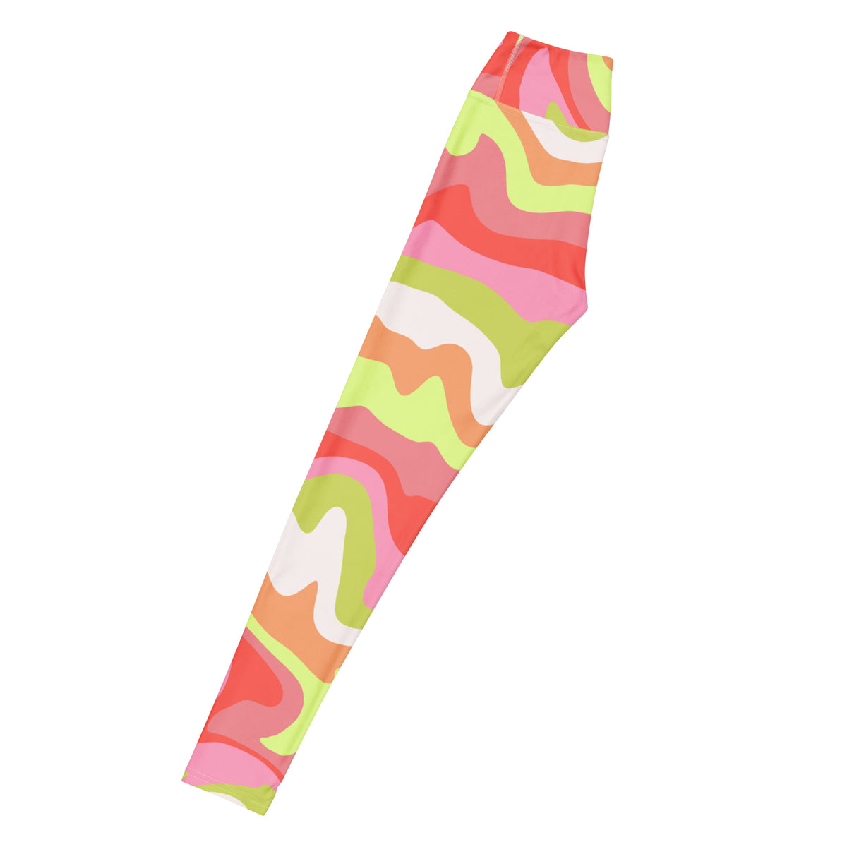 Women's Pink Green Retro Swirl Buttery Soft Yoga Leggings - Quick Drying, High Waisted Comfort