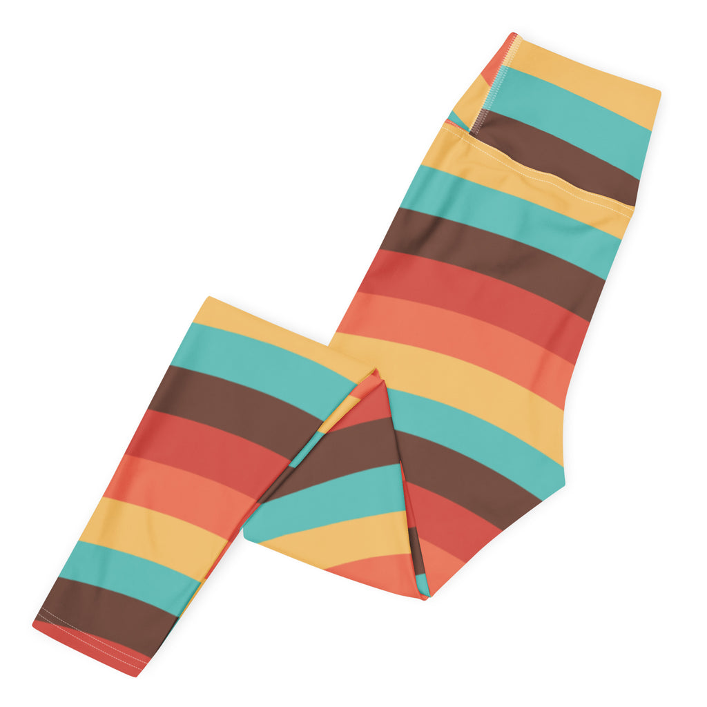 Women's Retro Rainbow Stripe Buttery Soft Yoga Leggings - Quick Drying, High Waisted Comfort