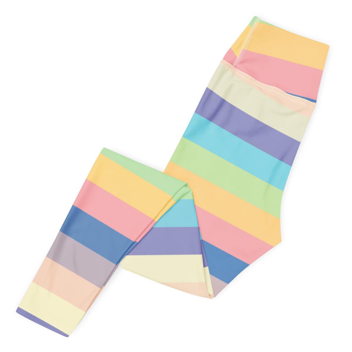 Women's Pastel Light Rainbow Striped Buttery Soft Yoga Leggings - Quick Drying, High Waisted Comfort