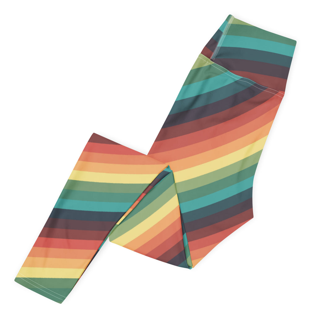 Women's Retro Striped Buttery Soft Yoga Leggings - Quick Drying, High Waisted Comfort