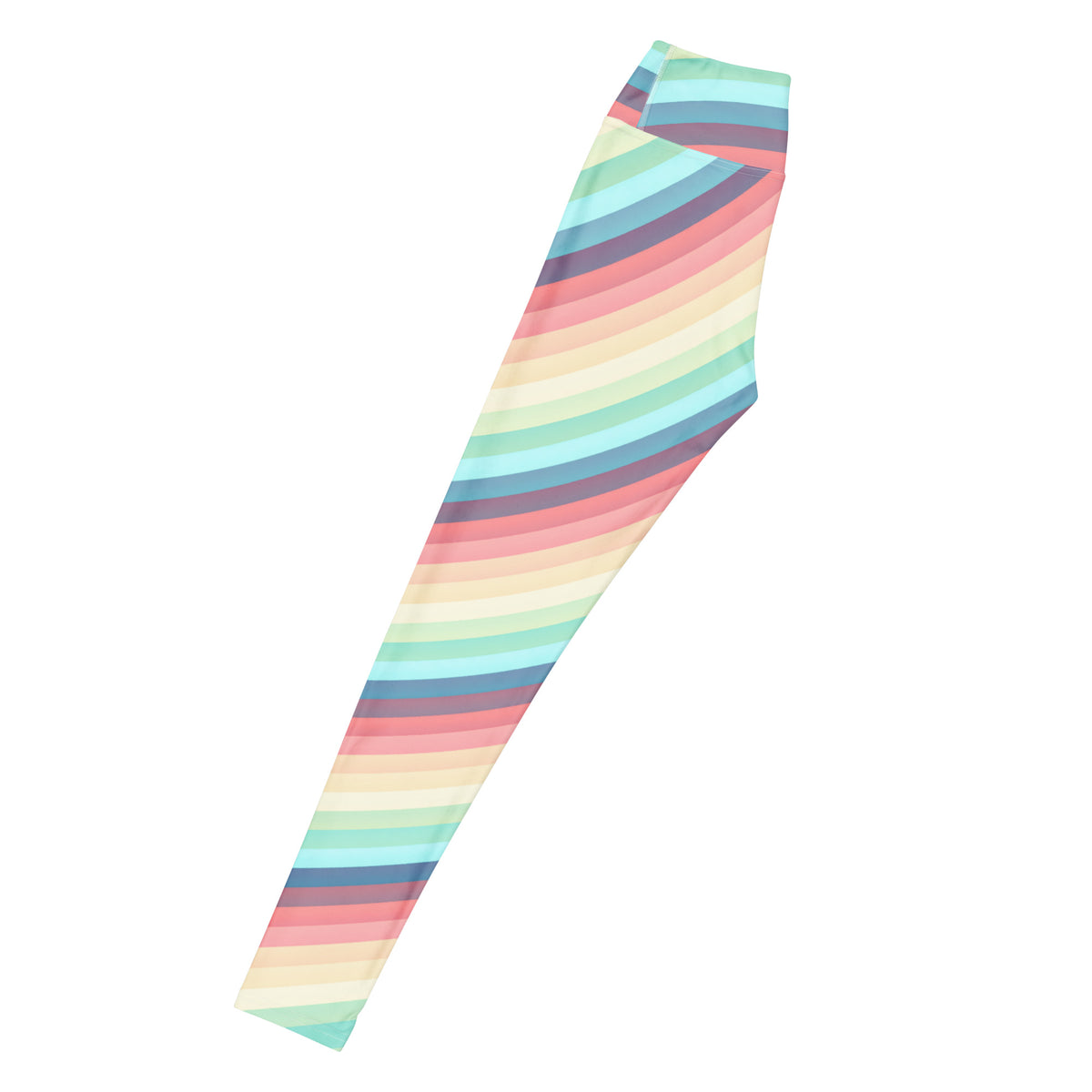 Women's Pastel Retro Striped Buttery Soft Yoga Leggings - Quick Drying, High Waisted Comfort