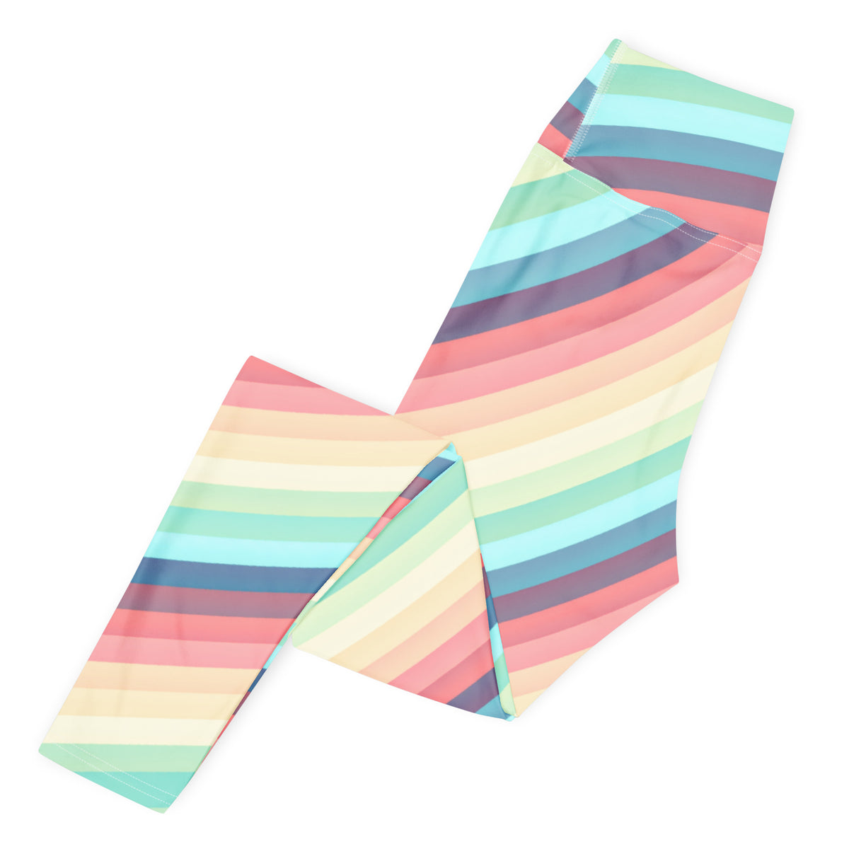 Women's Pastel Retro Striped Buttery Soft Yoga Leggings - Quick Drying, High Waisted Comfort