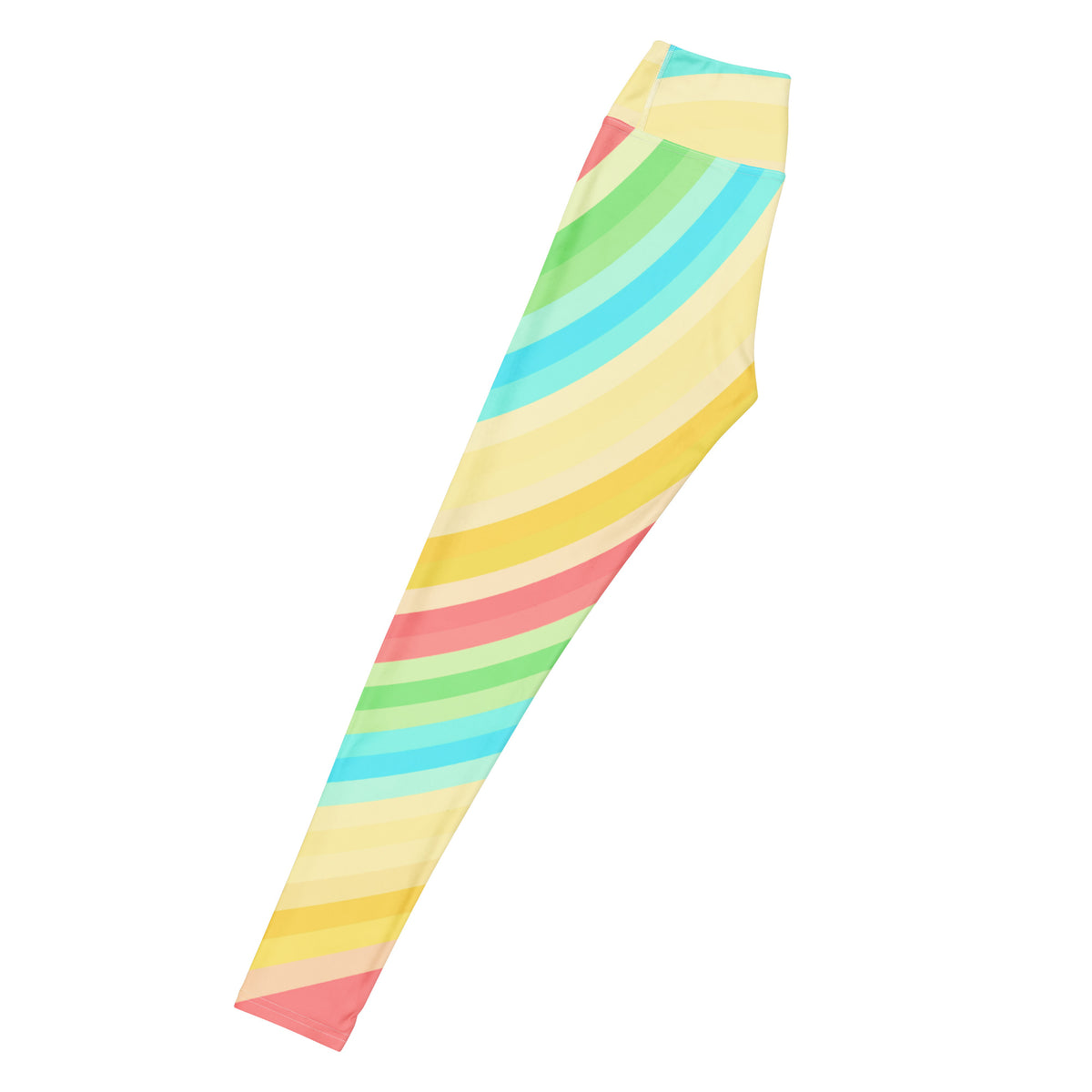 Women's Sand Rainbow Striped Buttery Soft Yoga Leggings - Quick Drying, High Waisted Comfort