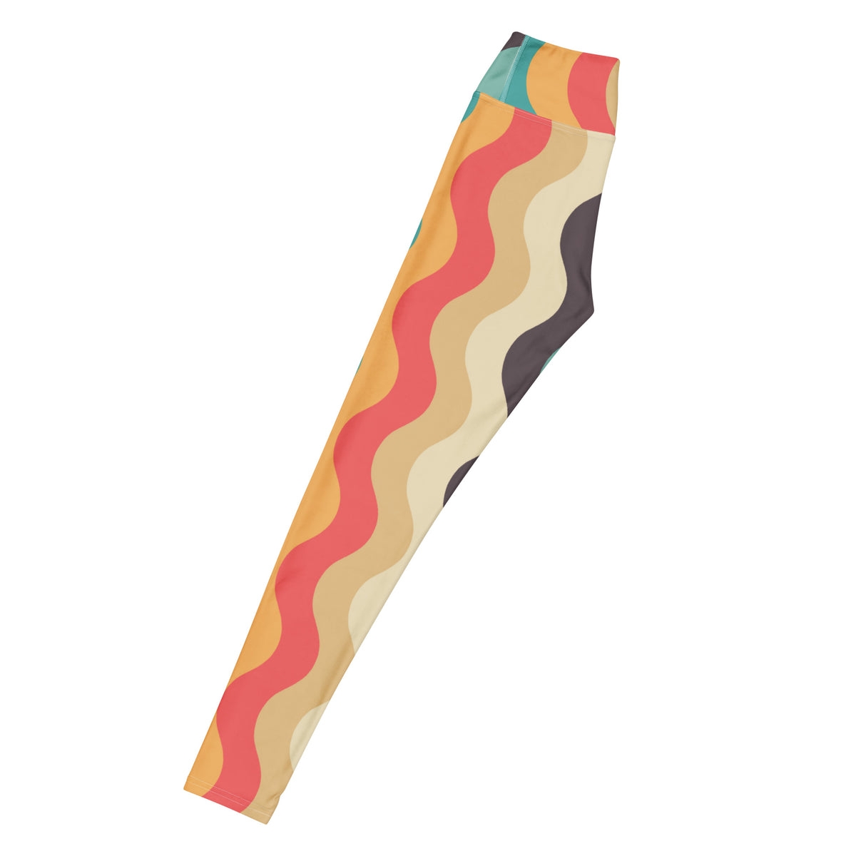 Women's Retro Wavy Striped Buttery Soft Yoga Leggings - Quick Drying, High Waisted Comfort