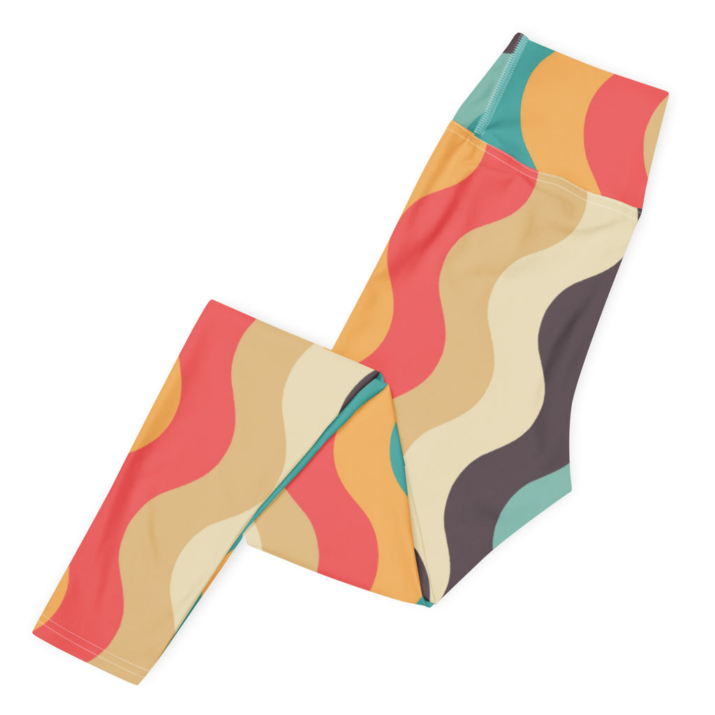 Women's Retro Wavy Striped Buttery Soft Yoga Leggings - Quick Drying, High Waisted Comfort